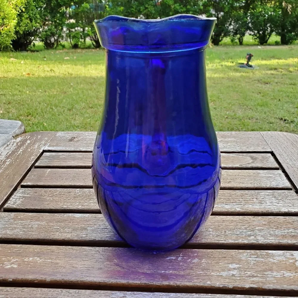 Vintage Antique Colbalt Blue Glass Pitcher